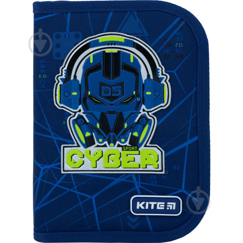 Пенал шкільний з наповненням 622 Cyber KITE синій - фото 1