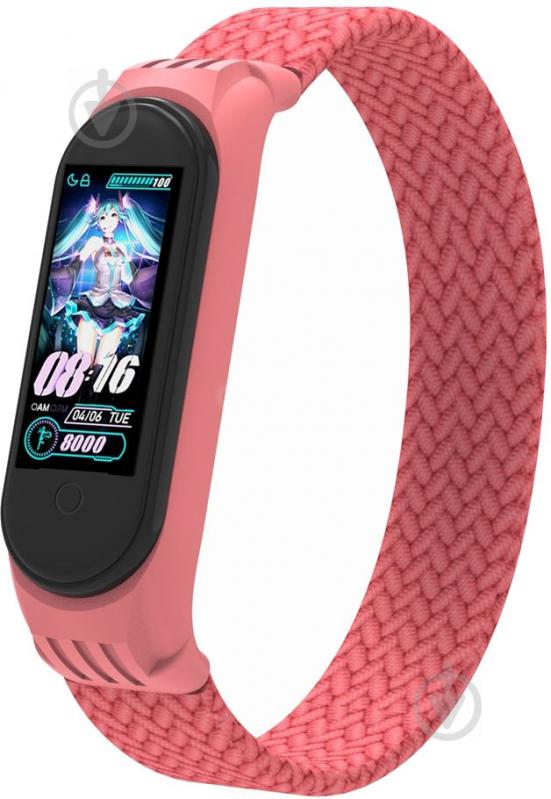 Ремешок Armorstandart Braided Solo Loop для Xiaomi Mi Band 4/5/6 Pink size S (ARM59181) - фото 1