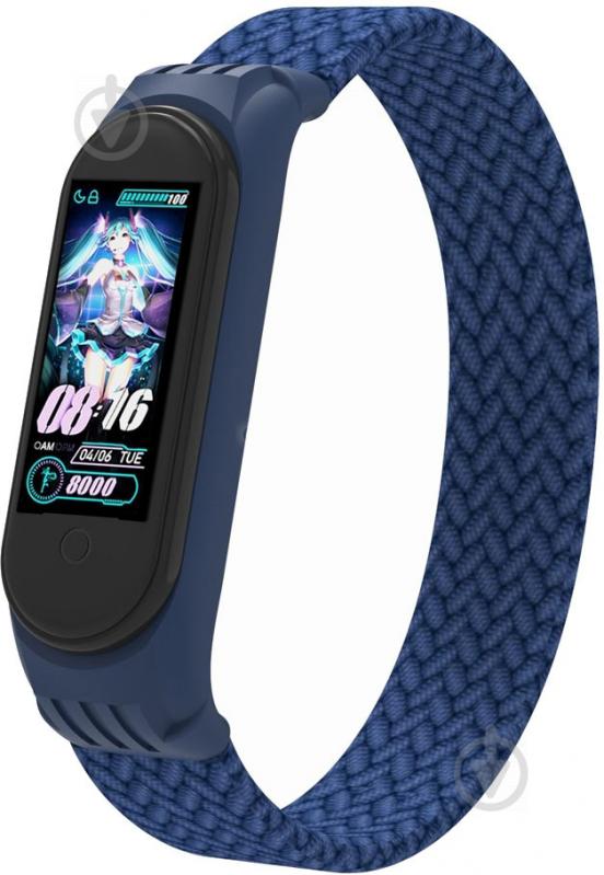 Ремінець Armorstandart Braided Solo Loop для Xiaomi Mi Band 4/5/6 Blue size S (ARM59178) - фото 1