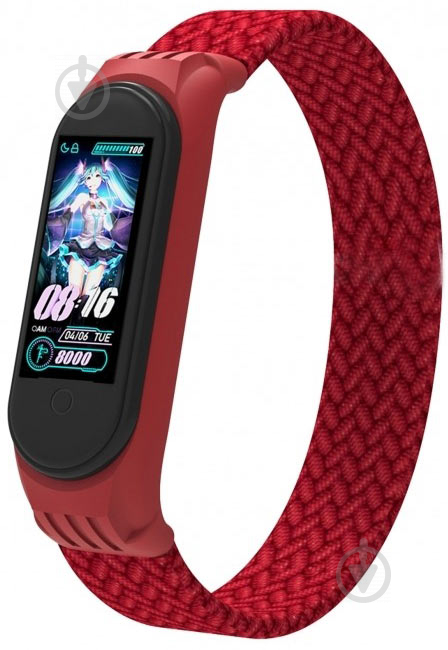 Ремінець Armorstandart Braided Solo Loop для Xiaomi Mi Band 4/5/6 Red size S (ARM59182) - фото 3