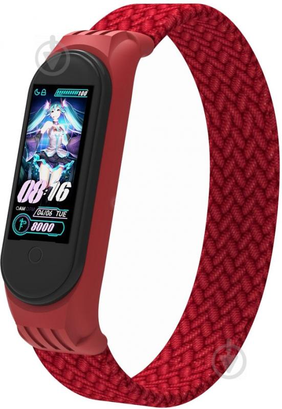 Ремінець Armorstandart Braided Solo Loop для Xiaomi Mi Band 4/5/6 Red size S (ARM59182) - фото 1