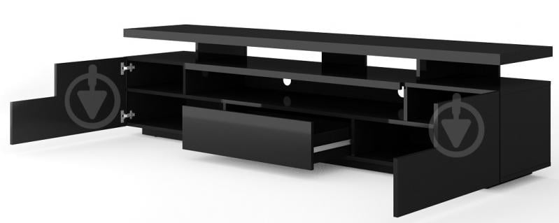 Тумба под ТВ BIM Furniture Eva 3д 1950x510x420 мм черный матовый/черный глянец (TV_STAND_EVA_195_BLACK_GLOSS_L) - фото 2 Тумба под ТВ BIM Furniture Eva 3д 1950x510x420 мм черный матовый/черный глянец (TV_STAND_EVA_195_BLACK_GLOSS_L) - фото 2