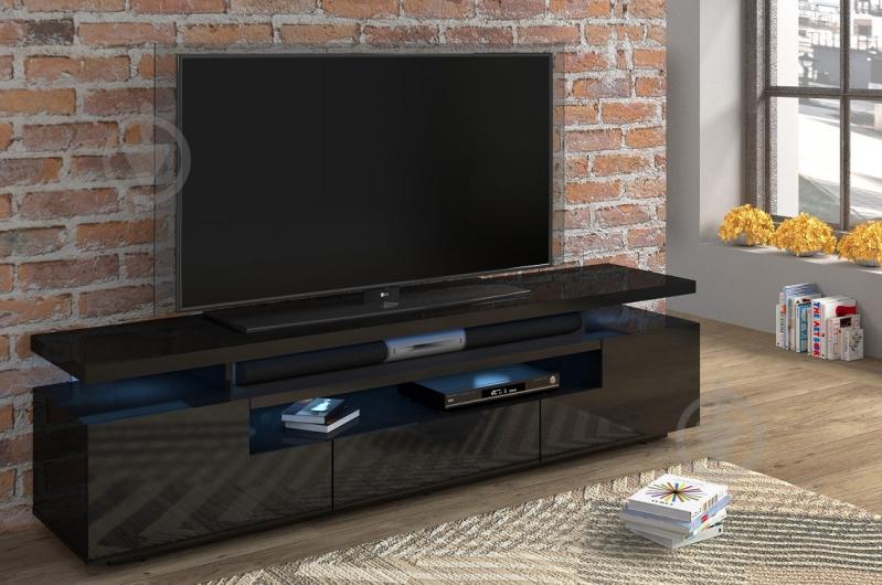 Тумба под ТВ BIM Furniture Eva 3д 1950x510x420 мм черный матовый/черный глянец (TV_STAND_EVA_195_BLACK_GLOSS_L) - фото 3 Тумба под ТВ BIM Furniture Eva 3д 1950x510x420 мм черный матовый/черный глянец (TV_STAND_EVA_195_BLACK_GLOSS_L) - фото 3