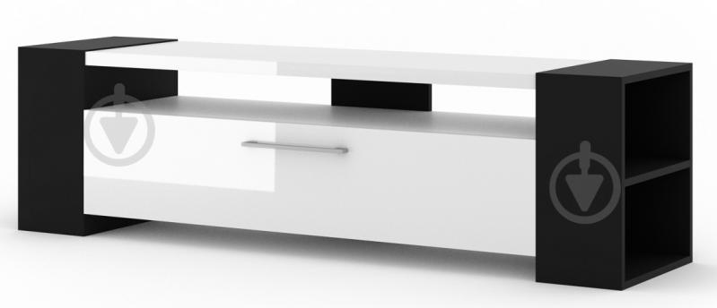 Тумба под ТВ BIM Furniture Livia 1д 1600x420x400 мм черный/белый матовый (LIVIA_RTV_160_BM_WG_CARB) - фото 1