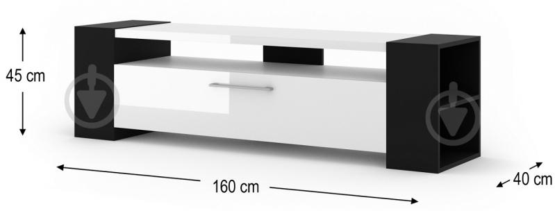 Тумба под ТВ BIM Furniture Livia 1д 1600x420x400 мм черный/белый матовый (LIVIA_RTV_160_BM_WG_CARB) - фото 3