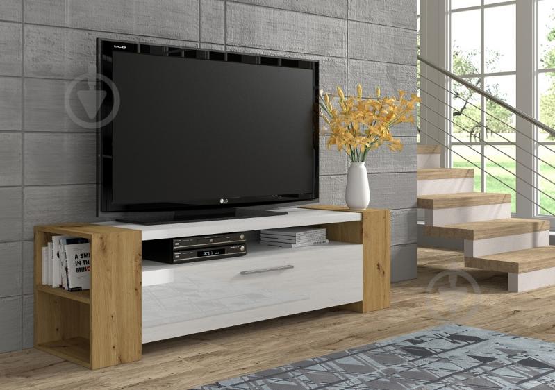 Тумба под ТВ BIM Furniture Livia 1д 1600x420x400 мм дуб артизан(LIVIA160_ARTISAN_WHITE_GLOSS) - фото 3 Тумба под ТВ BIM Furniture Livia 1д 1600x420x400 мм дуб артизан(LIVIA160_ARTISAN_WHITE_GLOSS) - фото 3