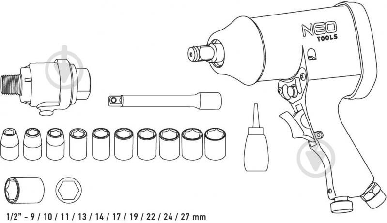 Гайковерт пневматический NEO tools 14-502 - фото 7
