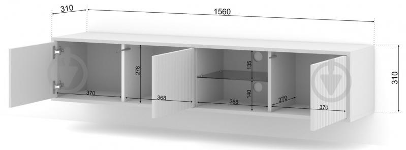 Тумба под ТВ BIM Furniture Mita 3д 1560x310x310 мм белый матовый(MITA_TV_STAND_156_WHITE_MAT) - фото 2 Тумба под ТВ BIM Furniture Mita 3д 1560x310x310 мм белый матовый(MITA_TV_STAND_156_WHITE_MAT) - фото 2