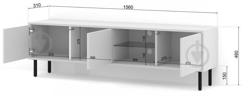 Тумба под ТВ BIM Furniture Mita 3д 1560x310x310 мм белый матовый(MITA_TV_STAND_156_WHITE_MAT) - фото 4 Тумба под ТВ BIM Furniture Mita 3д 1560x310x310 мм белый матовый(MITA_TV_STAND_156_WHITE_MAT) - фото 4