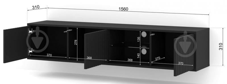 Тумба под ТВ BIM Furniture Mita 3д 1560x310x310 мм черный матовый(MITA_TV_STAND_156_BLACK_MAT) - фото 4 Тумба под ТВ BIM Furniture Mita 3д 1560x310x310 мм черный матовый(MITA_TV_STAND_156_BLACK_MAT) - фото 4