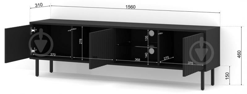 Тумба под ТВ BIM Furniture Mita 3д 1560x310x310 мм черный матовый(MITA_TV_STAND_156_BLACK_MAT) - фото 3 Тумба под ТВ BIM Furniture Mita 3д 1560x310x310 мм черный матовый(MITA_TV_STAND_156_BLACK_MAT) - фото 3