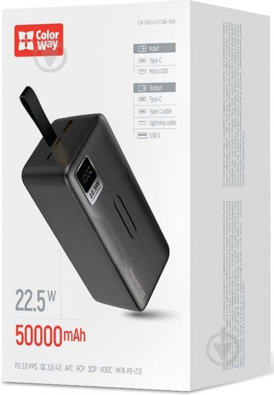 Повербанк ColorWay Digital Display 50000 mAh black (CW-PB500LPC5BK-PDD) - фото 6