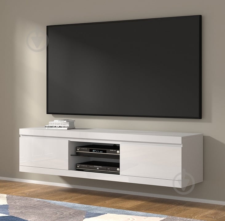 Тумба под ТВ BIM Furniture Net 2д 1800x460x400 мм белый матовый/белый глянец(TV_STAND_NET_180_WHITE_GLOSS) - фото 4