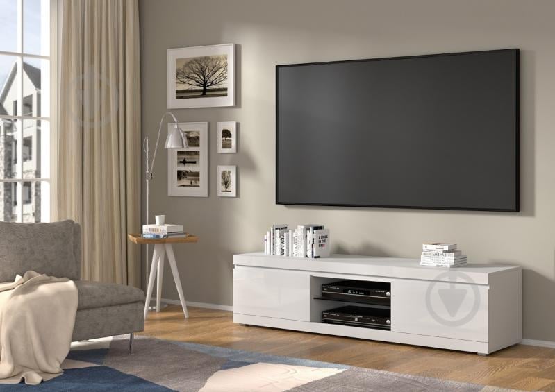 Тумба под ТВ BIM Furniture Net 2д 1800x460x400 мм белый матовый/белый глянец(TV_STAND_NET_180_WHITE_GLOSS) - фото 5