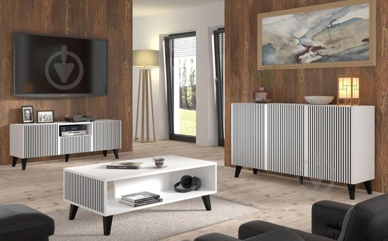 Тумба под ТВ BIM Furniture Ravenna 2д1ш 1500x560x420 мм черный/белый матовый (RAVENNA_P_PAINTED_MDF_TV_STAND) - фото 5 Тумба под ТВ BIM Furniture Ravenna 2д1ш 1500x560x420 мм черный/белый матовый (RAVENNA_P_PAINTED_MDF_TV_STAND) - фото 5