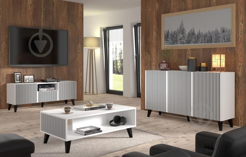 Тумба под ТВ BIM Furniture Ravenna 2д1ш 1500x560x420 мм черный/белый матовый (RAVENNA_P_PAINTED_MDF_TV_STAND) - фото 6 Тумба под ТВ BIM Furniture Ravenna 2д1ш 1500x560x420 мм черный/белый матовый (RAVENNA_P_PAINTED_MDF_TV_STAND) - фото 6