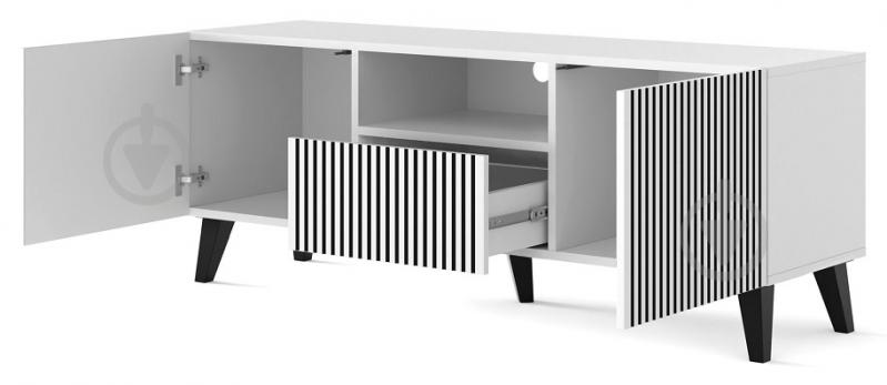 Тумба под ТВ BIM Furniture Ravenna 2д1ш 1500x560x420 мм черный/белый матовый (RAVENNA_P_PAINTED_MDF_TV_STAND) - фото 2 Тумба под ТВ BIM Furniture Ravenna 2д1ш 1500x560x420 мм черный/белый матовый (RAVENNA_P_PAINTED_MDF_TV_STAND) - фото 2