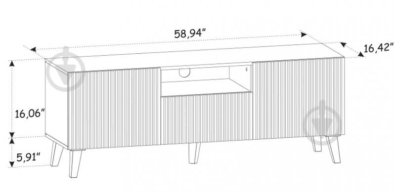 Тумба под ТВ BIM Furniture Ravenna 2д1ш 1500x560x420 мм черный/белый матовый (RAVENNA_P_PAINTED_MDF_TV_STAND) - фото 3 Тумба под ТВ BIM Furniture Ravenna 2д1ш 1500x560x420 мм черный/белый матовый (RAVENNA_P_PAINTED_MDF_TV_STAND) - фото 3