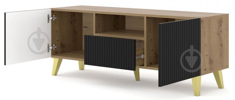 Тумба под ТВ BIM Furniture Ravenna 2д1ш 1500x560x420 мм дуб артизан/золотой/черный матовый (RAVENNA_PB_FOILED_MDF_TV_STAND) - фото 2 Тумба под ТВ BIM Furniture Ravenna 2д1ш 1500x560x420 мм дуб артизан/золотой/черный матовый (RAVENNA_PB_FOILED_MDF_TV_STAND) - фото 2