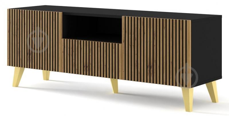Тумба під ТВ BIM Furniture Ravenna 2д1ш 1500x560x420 мм чорний матовий/золотий/дуб артізан (RAVENNA_P_PAINTED_MDF_TV_STAND) - фото 1 Тумба під ТВ BIM Furniture Ravenna 2д1ш 1500x560x420 мм чорний матовий/золотий/дуб артізан (RAVENNA_P_PAINTED_MDF_TV_STAND) - фото 1