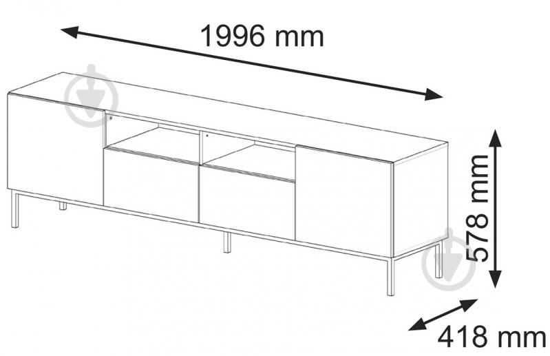 Тумба под ТВ BIM Furniture Ravenna 2д1ш 2000x580x420 мм золотой/белый (RAVENNA_CCK_DIAMOND_MDF_HG_TV_) - фото 3