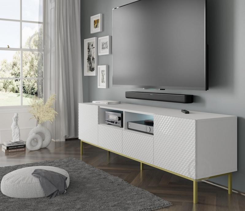 Тумба под ТВ BIM Furniture Ravenna 2д1ш 2000x580x420 мм золотой/белый (RAVENNA_CCK_DIAMOND_MDF_HG_TV_) - фото 4