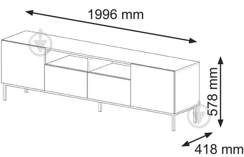 Тумба під ТВ BIM Furniture Ravenna 2д1ш 2000x580x420 мм чорний/золотий(RAVENNA_CCK_DIAMOND_MDF_HG_TV_) - фото 3 Тумба під ТВ BIM Furniture Ravenna 2д1ш 2000x580x420 мм чорний/золотий(RAVENNA_CCK_DIAMOND_MDF_HG_TV_) - фото 3