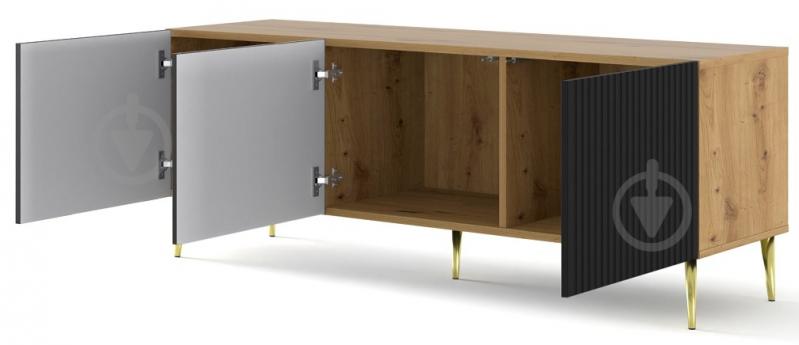 Тумба под ТВ BIM Furniture Ravenna 3д 1500x560x420 мм дуб артизан/золотой/черный матовый (RAVENNA_B_FOILED_MDF_TV_STAND_) - фото 2 Тумба под ТВ BIM Furniture Ravenna 3д 1500x560x420 мм дуб артизан/золотой/черный матовый (RAVENNA_B_FOILED_MDF_TV_STAND_) - фото 2