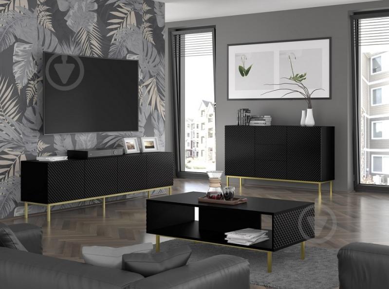 Тумба під ТВ BIM Furniture Ravenna 3д 1500x560x420 мм чорний/золотий(RAVENNA_C_DIAMOND_MDF_HG_TV_ST) - фото 4