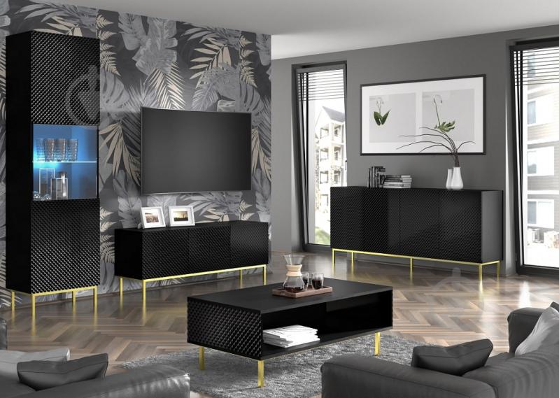 Тумба під ТВ BIM Furniture Ravenna 3д 1500x560x420 мм чорний(RAVENNA_C_DIAMOND_MDF_HG_TV_ST) - фото 5