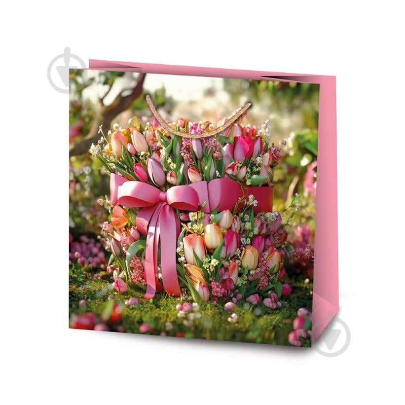 Пакет подарочный Пакет M подарочны 22,5*21,8*11,8 (квадратный, бумага, цветы)" - фото 1 Пакет подарочный Пакет M подарочны 22,5*21,8*11,8 (квадратный, бумага, цветы)" - фото 1