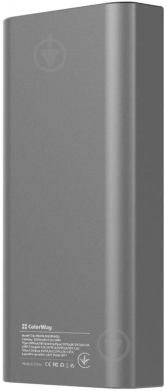 Повербанк ColorWay 20000 mAh gray (CW-PB200LPH3GR-PDD) - фото 4