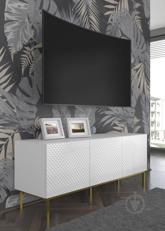 Тумба під ТВ BIM Furniture Ravenna 3д 1500x580x420 мм золотий/білий (RAVENNA_C_DIAMOND_MDF_HG_TV_ST) - фото 4 Тумба під ТВ BIM Furniture Ravenna 3д 1500x580x420 мм золотий/білий (RAVENNA_C_DIAMOND_MDF_HG_TV_ST) - фото 4