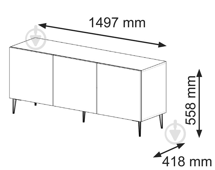 Тумба під ТВ BIM Furniture Ravenna 3д 1500x580x420 мм чорний/білий (RAVENNA_C_DIAMOND_MDF_HG_TV_ST) - фото 3 Тумба під ТВ BIM Furniture Ravenna 3д 1500x580x420 мм чорний/білий (RAVENNA_C_DIAMOND_MDF_HG_TV_ST) - фото 3