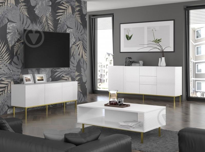 Тумба під ТВ BIM Furniture Ravenna 3д 1500x580x420 мм чорний/білий (RAVENNA_C_DIAMOND_MDF_HG_TV_ST) - фото 4 Тумба під ТВ BIM Furniture Ravenna 3д 1500x580x420 мм чорний/білий (RAVENNA_C_DIAMOND_MDF_HG_TV_ST) - фото 4