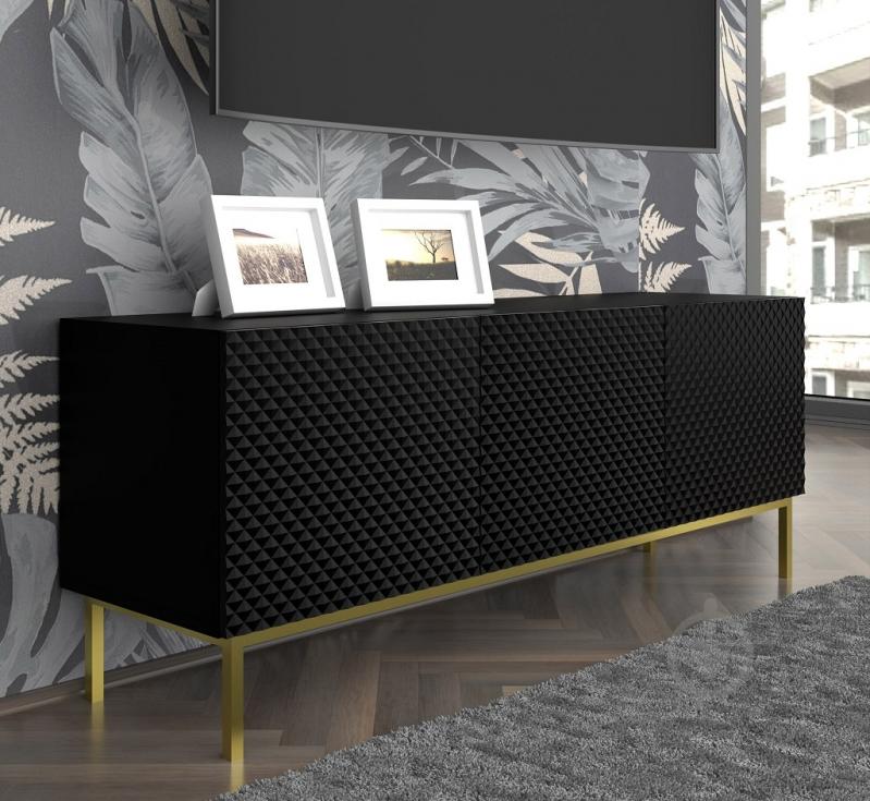 Тумба под ТВ BIM Furniture Ravenna 3д 1500x580x420 мм черный(RAVENNA_C_DIAMOND_MDF_HG_TV_ST) - фото 6