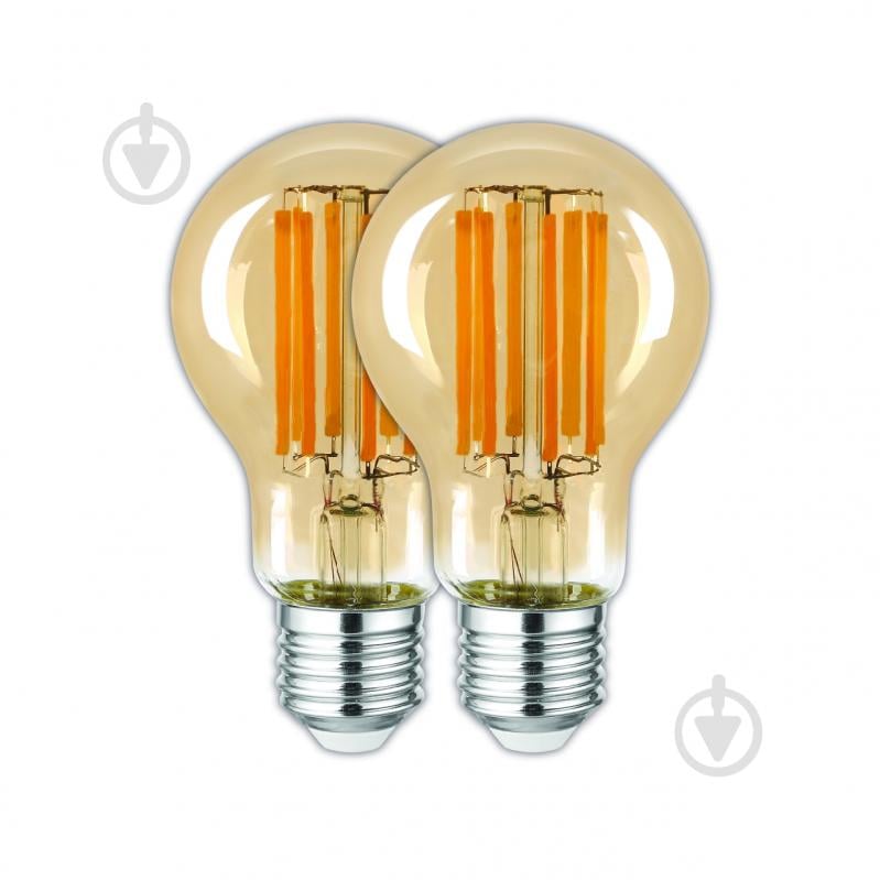 Лампа светодиодная V-WATT FIL Amber 2 шт. A60 8 Вт E27 2800 К 220 В желтая - фото 1 Лампа светодиодная V-WATT FIL Amber 2 шт. A60 8 Вт E27 2800 К 220 В желтая - фото 1