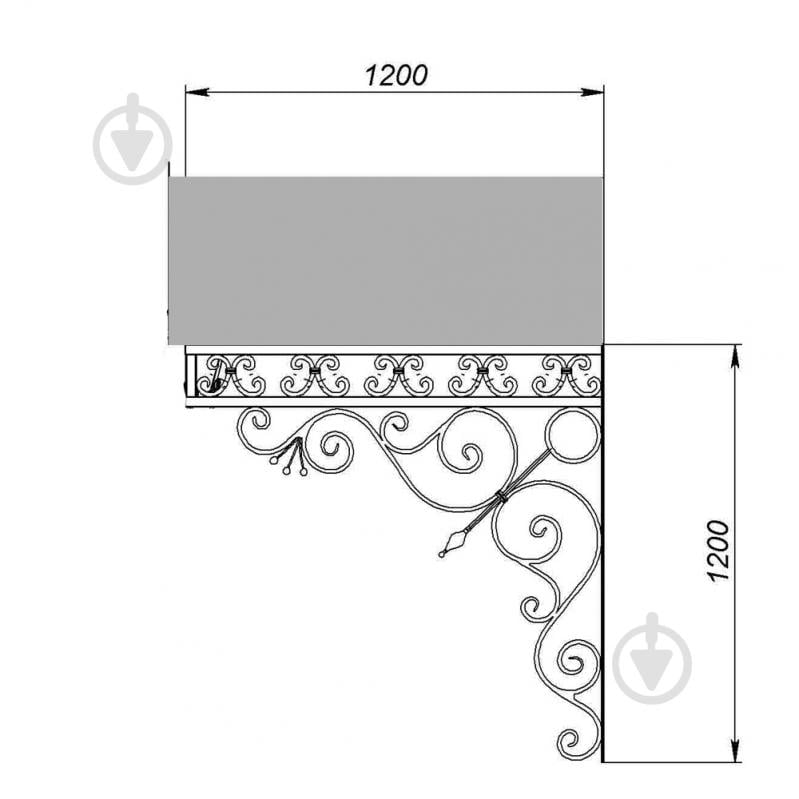 Навес кованый Артдеко КН-12 1200х1660х1200 мм (комплект элементов) - фото 3