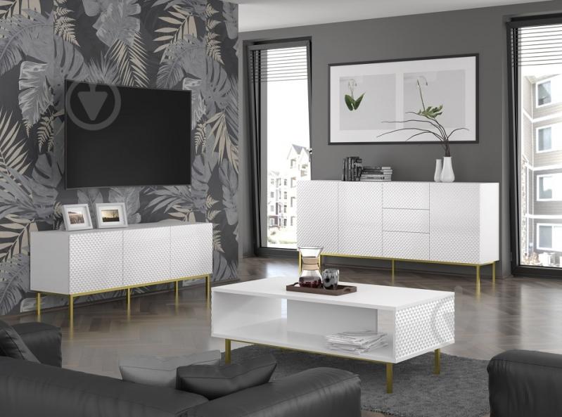 Тумба під ТВ BIM Furniture Ravenna 4д 2000x560x420 мм золотий/білий (RAVENNA_C_DIAMOND_MDF_HG_TV_ST) - фото 5 Тумба під ТВ BIM Furniture Ravenna 4д 2000x560x420 мм золотий/білий (RAVENNA_C_DIAMOND_MDF_HG_TV_ST) - фото 5