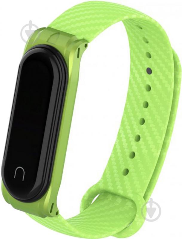 Змінний ремінець Armorstandart Carbon Silicone Series для Xiaomi Mi Band 4/3 Green (ARM55021) - фото 1