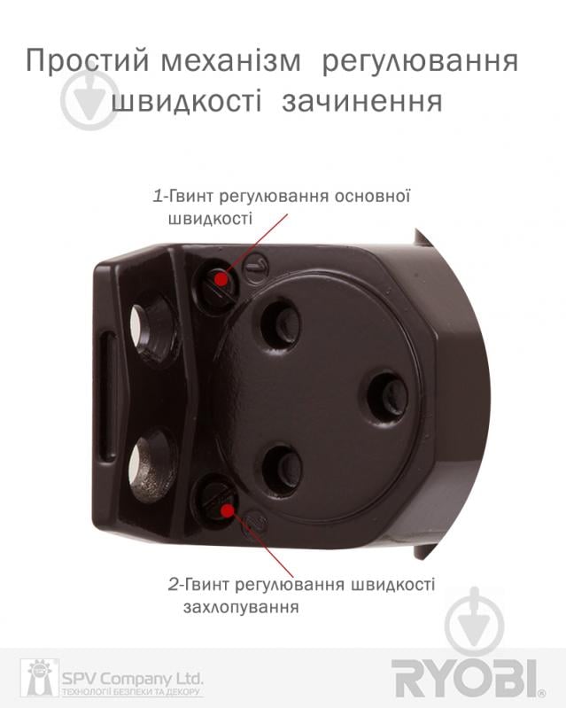 Доводчик дверной RYOBI DS-1554 стандартная тяга с фиксацией коричневый 80 кг - фото 4