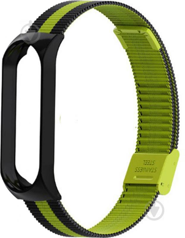 Змінний ремінець Armorstandart Ribby Milanese Band для Xiaomi Mi Band 3 Black/Green (ARM54499) - фото 1