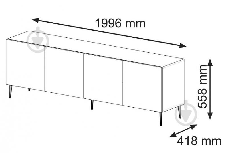 Тумба под ТВ BIM Furniture Ravenna 4д 2000x560x420 мм черный матовый/черный(RAVENNA_B_FOILED_MDF_TV_STAND_) - фото 3