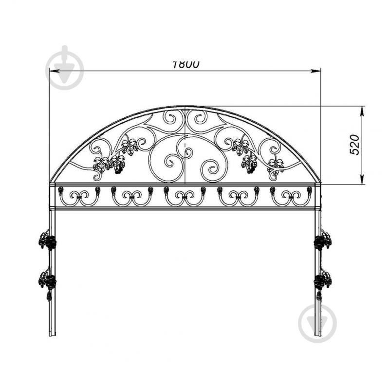 Навес кованый Артдеко КН-22 1800х1520х1780 мм - фото 2