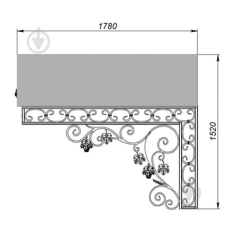 Навес кованый Артдеко КН-22 1800х1520х1780 мм - фото 3