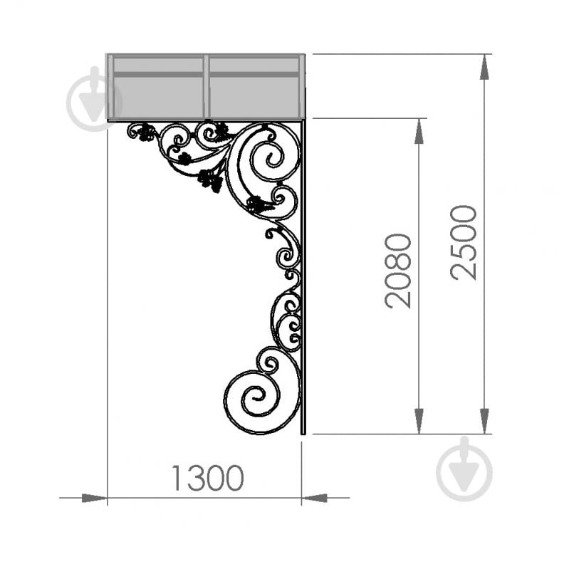 Навіс кований Артдеко КН-40 2000х2500х1300 мм - фото 3
