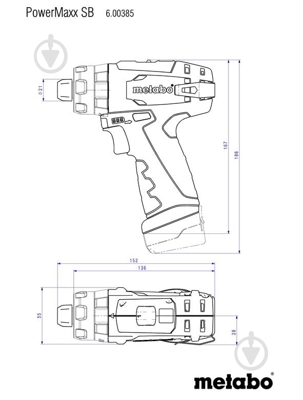 Шуруповерт ударный аккумуляторный Metabo PowerMaxx SB Basic Set 600385710 - фото 7