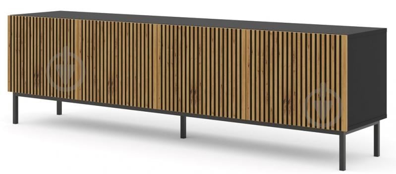 Тумба под ТВ BIM Furniture Ravenna 4д 2000x580x420 мм дуб артизан/черный/черный матовый (RAVENNA_F_PAINTED_MDF_TV_STAND) - фото 1 Тумба под ТВ BIM Furniture Ravenna 4д 2000x580x420 мм дуб артизан/черный/черный матовый (RAVENNA_F_PAINTED_MDF_TV_STAND) - фото 1
