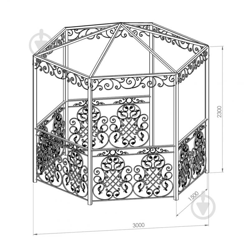 Навес кованый Артдеко КН-42 3000х2800х2650 мм - фото 2