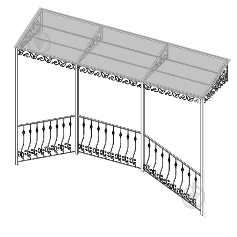 Навес кованый с ограждением Артдеко КН-45 4800х3500х1200 мм - фото 1